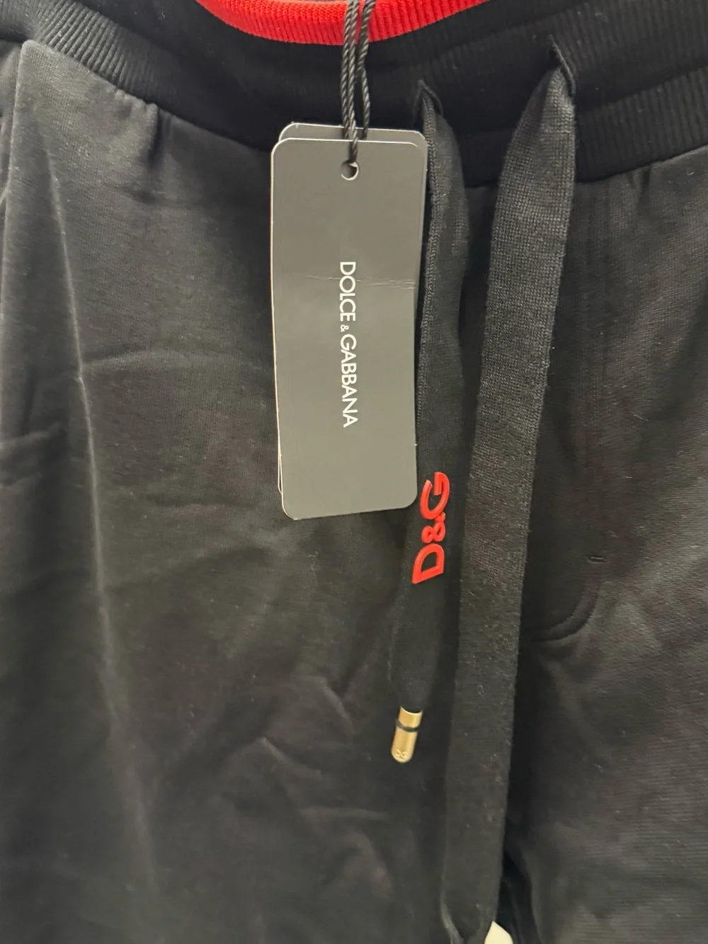 Dolce & Gabbana Black Shorts with Red Trim and Side Logo